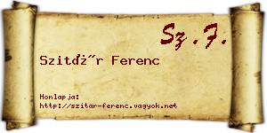 Szitár Ferenc névjegykártya
